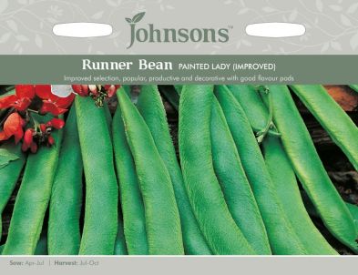 Johnsons Runner Bean Painted Lady Improved Seeds