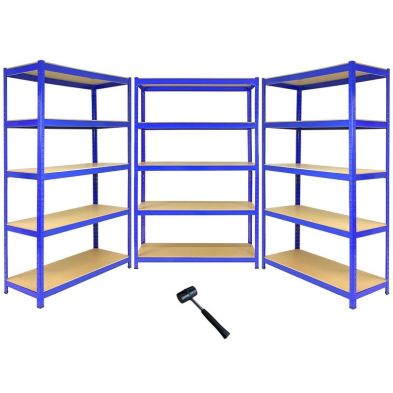 Product photograph of Steel Shelving Units 180cm - Blue Heavy Duty Set Of Three T-rax 120cm By Raven from QD stores