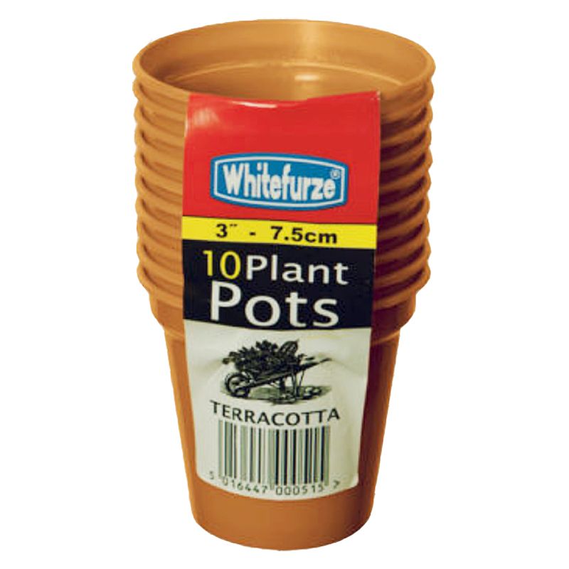 2 Packs Of 10 Small 7.5cm Seed Plant Pots Terracotta Colour Plastic Pots 