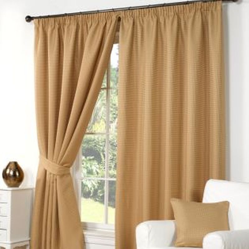 Waffle Curtains (90" Width x 90" Drop) - Gold
