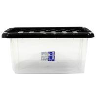 See more information about the 13L TML Stacking Plastic Storage Box Clear & Black Clip Lid