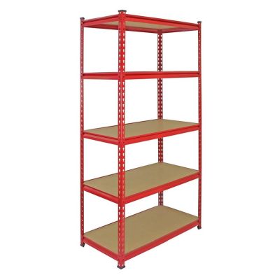 Steel Shelving Units 183cm Red Extra Strong Set Of Five Z Rax 90cm By Raven