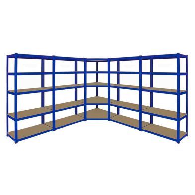Product photograph of Steel Mdf Shelving Units 180cm - Blue Set Of Five T-rax 90cm Corner By Raven from QD stores