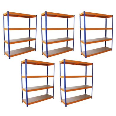 Product photograph of Steel Shelving Units 180cm - Blue Orange Set Of Five S-rax 150cm By Raven from QD stores