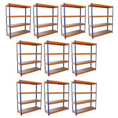 Product photograph of Steel Shelving Units 180cm - Blue Orange Set Of Ten S-rax 150cm By Raven from QD stores