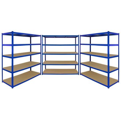 Product photograph of Steel Shelving Units 180cm - Blue Heavy Duty Set Of Three Extra Wide T-rax 160cm By Raven from QD stores