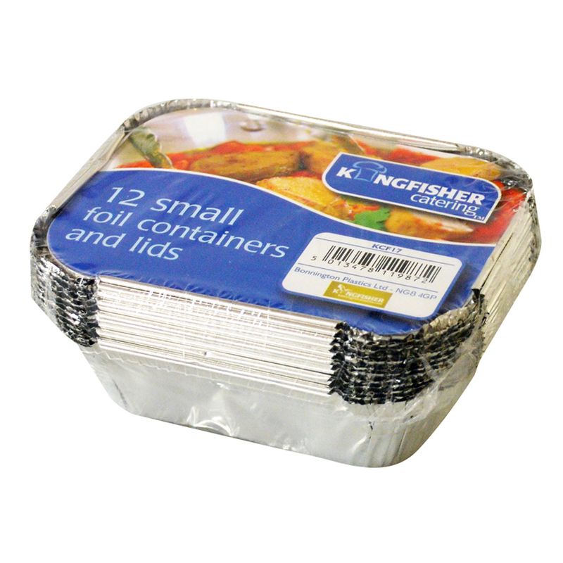 Kingfisher Small Foil Containers With Lids (Pack 12)
