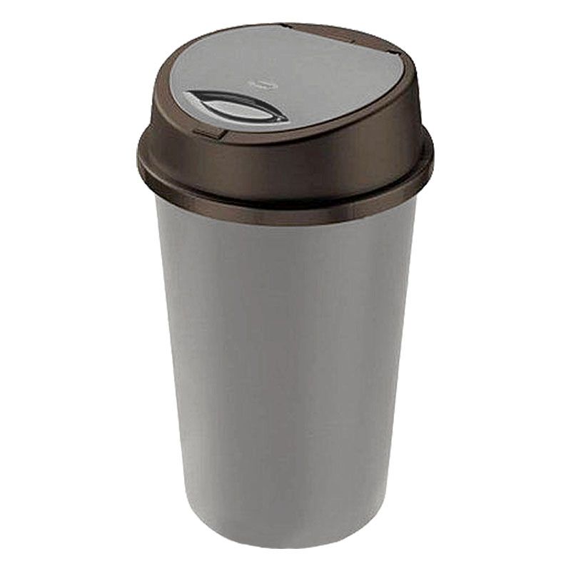 Plastic Bin Touch Button Lid 45 Litres - Grey & Black by Moda