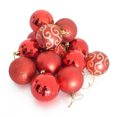 See more information about the 35 x Christmas Tree Baubles Decoration Red & Gold with Glitter Pattern - 6cm by Christmas Time