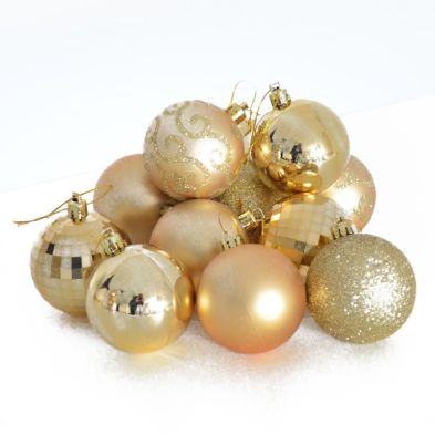 See more information about the 35 x Christmas Tree Baubles Decoration Gold with Glitter Pattern - 6cm by Christmas Time