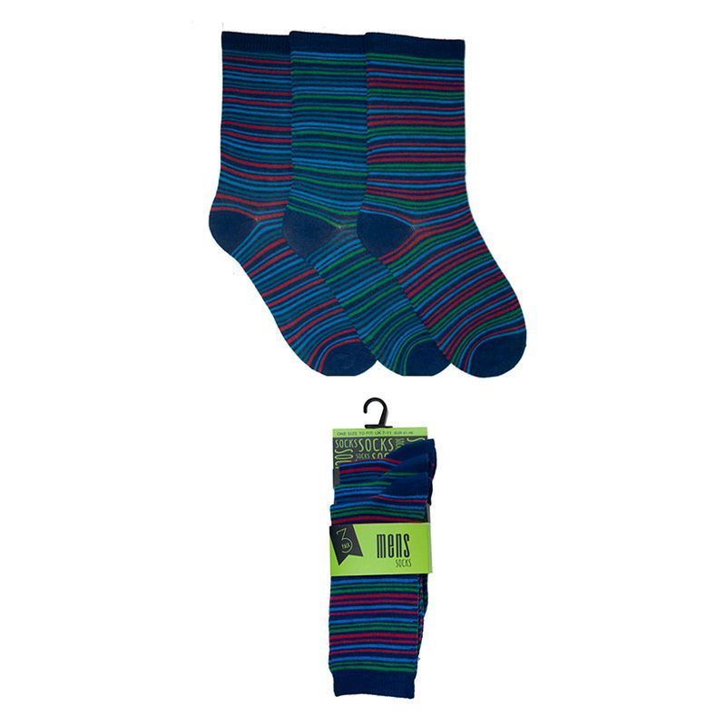 3 Pack Mens Design Stripe Socks