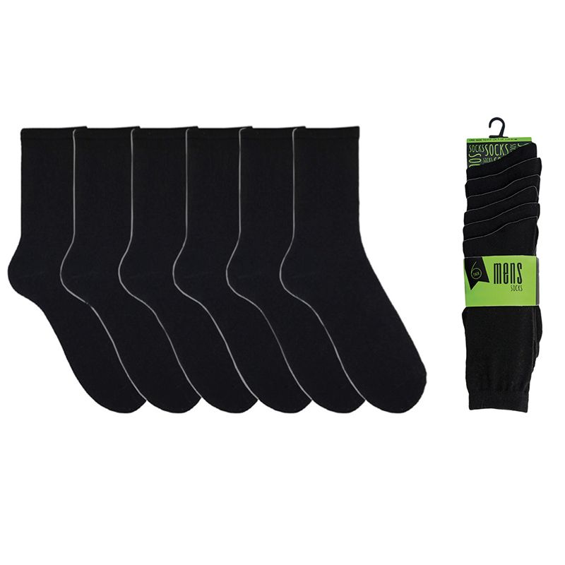 6 Pack Mens Black Socks