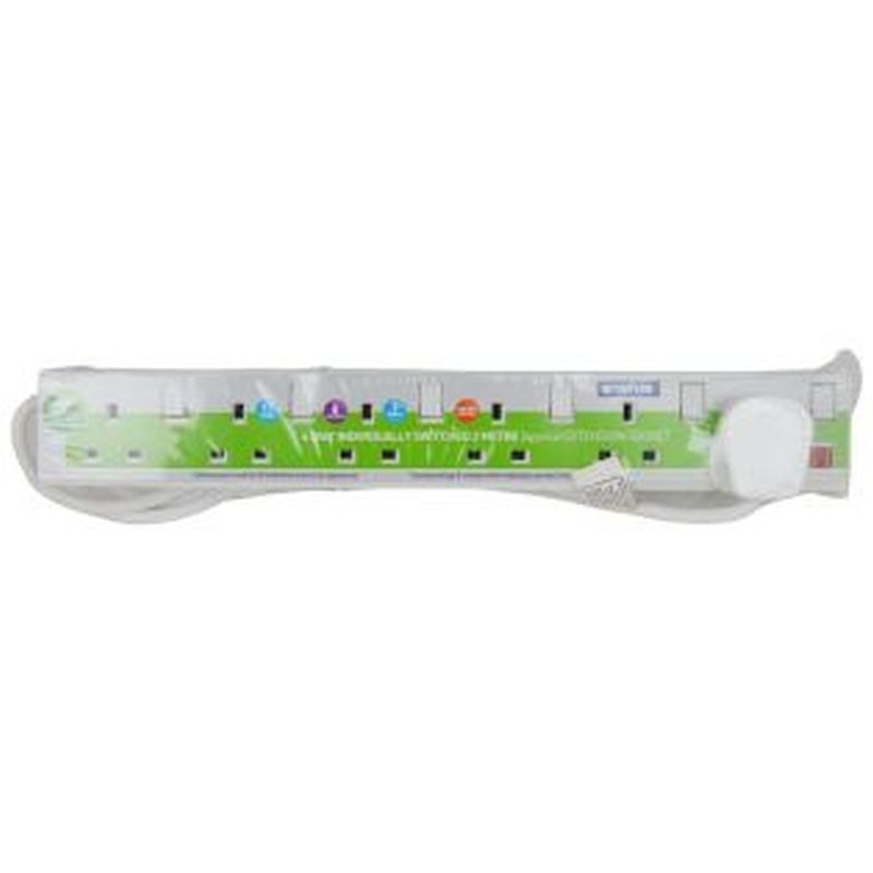 Extension Socket with Neon 6 Gang 2 Metre