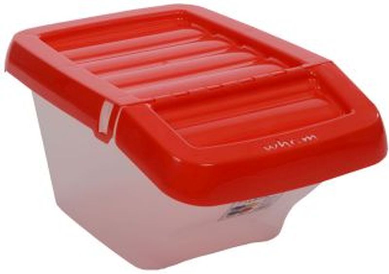 Wham Recycle Bin Clear/Red Hinged Lid 30Ltr
