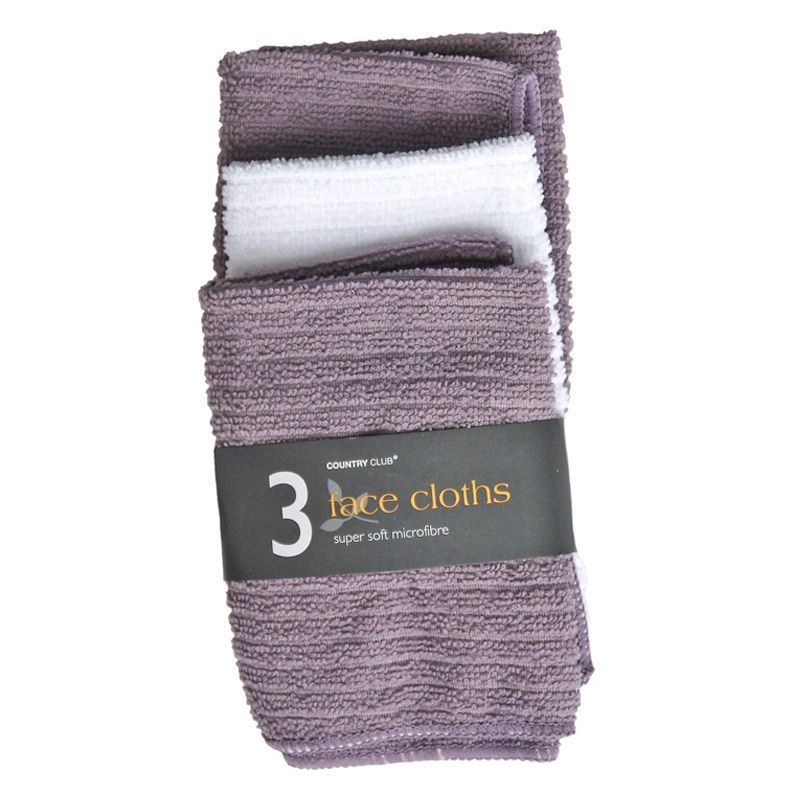 3 Pack Micro Soft Face Cloths - Purple