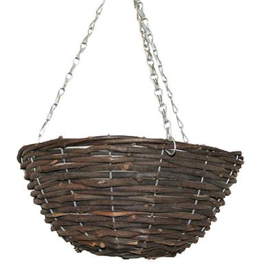 Product photograph of 16 Inch Hanging Rattan Basket Black from QD stores