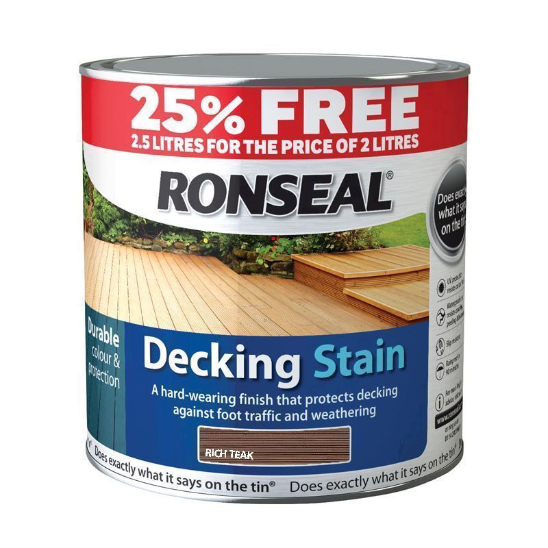 Ronseal Decking Stain (2 Litre + 25%) - Rich Teak