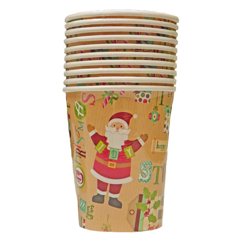 Gold & Santa 10pk Paper Cup
