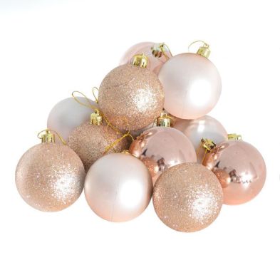 Image of 35 x Christmas Tree Baubles Decoration Rose Gold - 6cm by Christmas Time