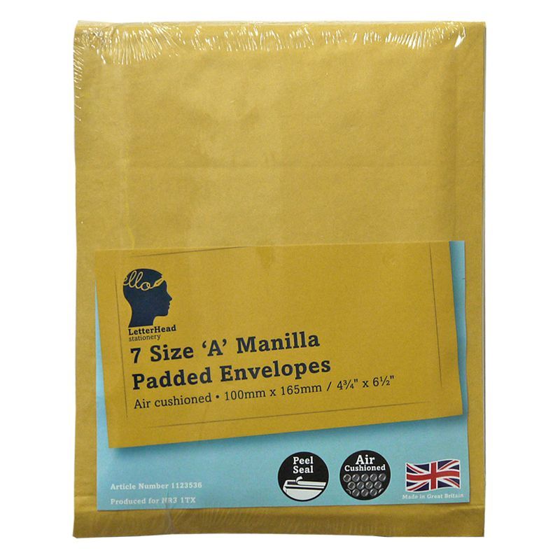 LetterHead 7 Pack Manilla Padded Envelopes Size A/000