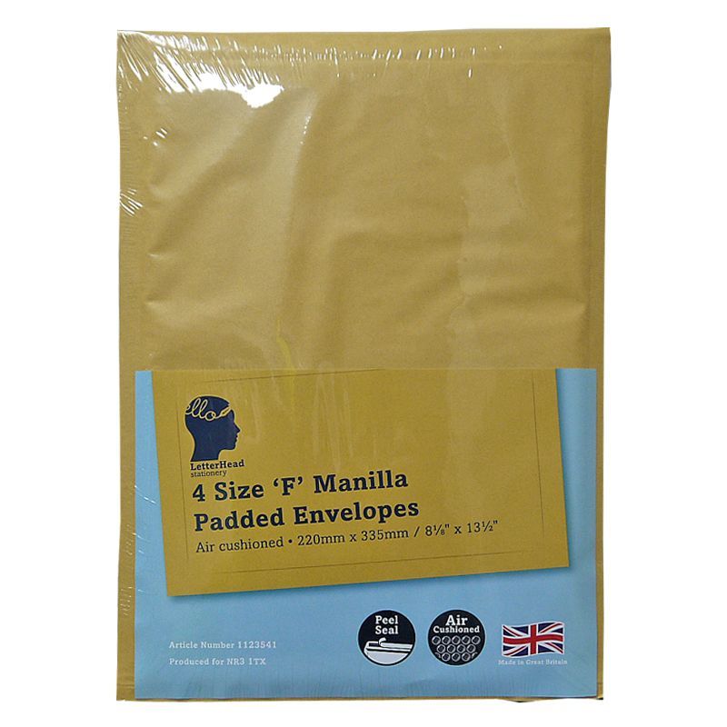 LetterHead 4 Pack Manilla Padded Envelopes Size F/3