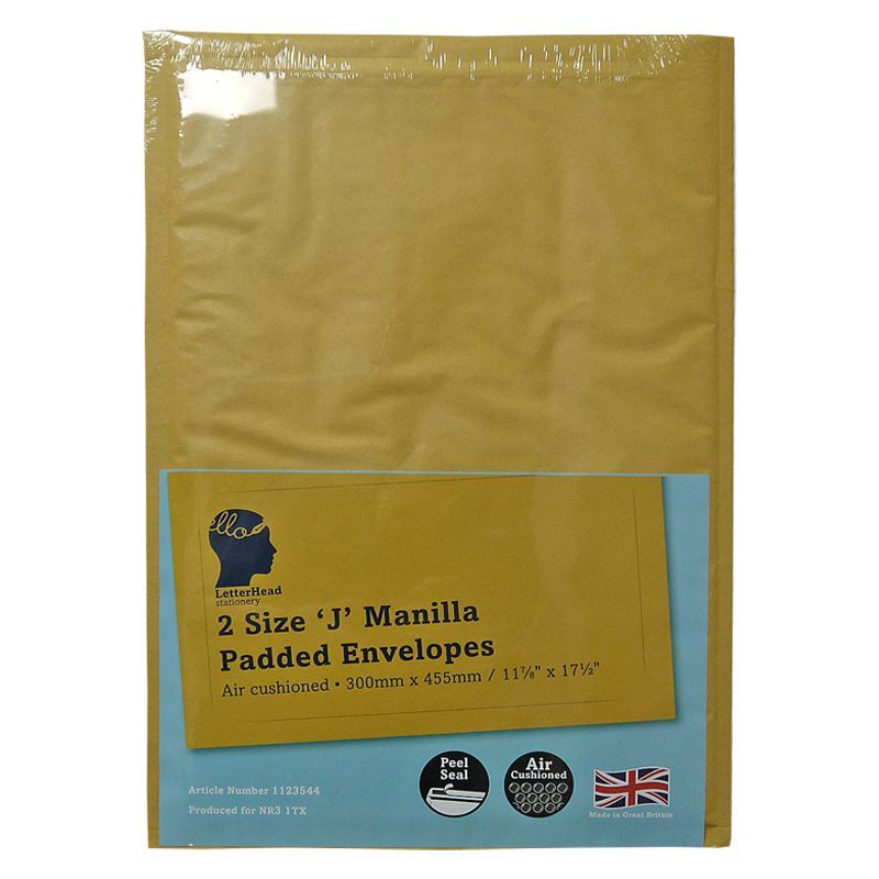 LetterHead 2 Pack Manilla Padded Envelopes Size J/6
