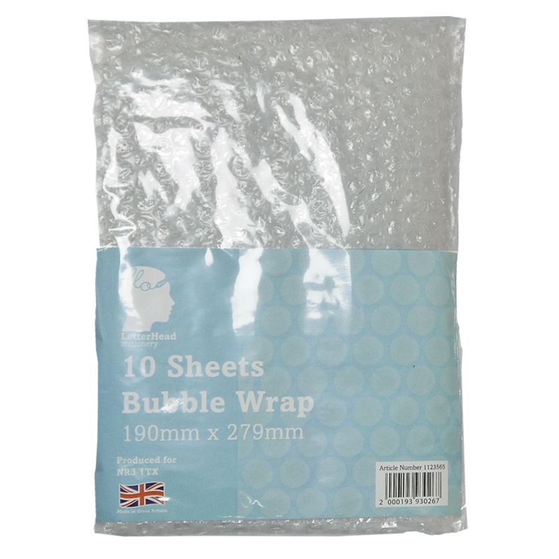 10 Sheets Bubble Wrap 190 x 279mm