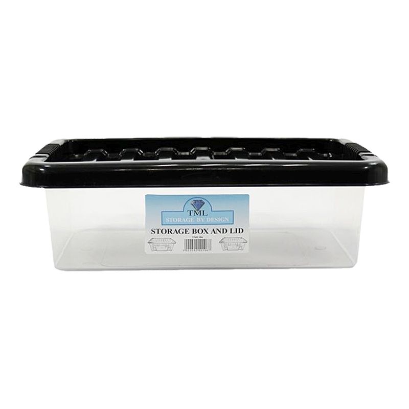 Plastic Storage Box 6 Litres - Clear & Black by TML