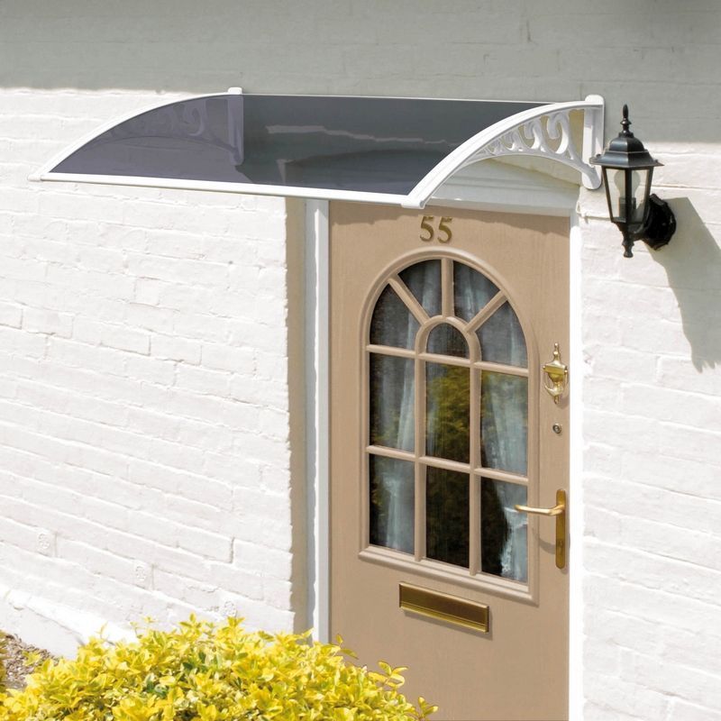 Greenhurst Easy Fit 1m Tinted Door Canopy Black 100x60x0.16 cm 
