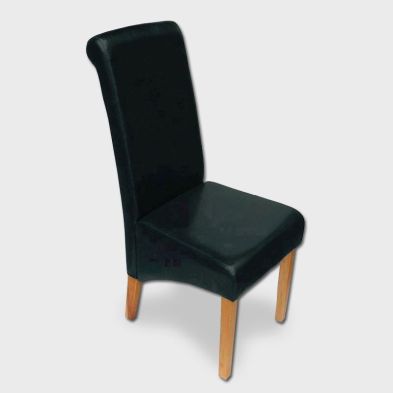 Product photograph of London Dining Chair Wood Faux Leather Black from QD stores