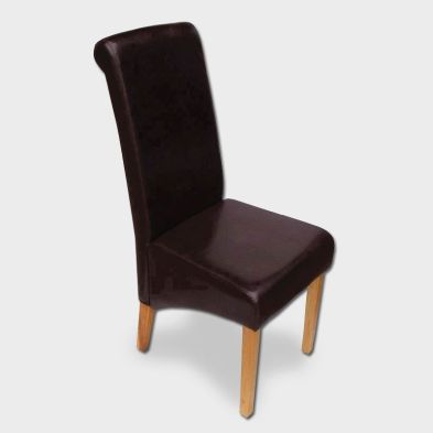 London Dining Chair Wood Faux Leather Dark Brown
