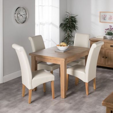 Product photograph of Cotswold Oak Dining Table Set With 4 Cream London Wave Back Chairs from QD stores
