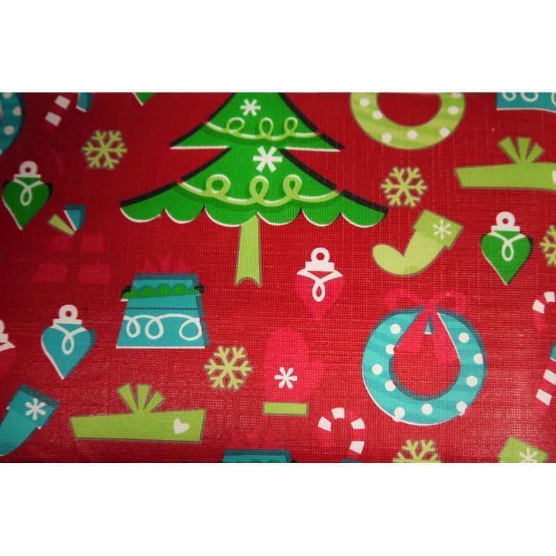 Festive Table Cloth Flannel Backed 52" x 52"  Red Decoration Design