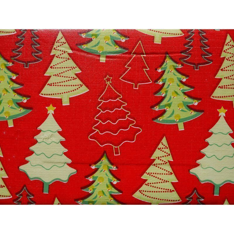 Festive Table Cloth Flannel Backed 70" Diameter Red Trees