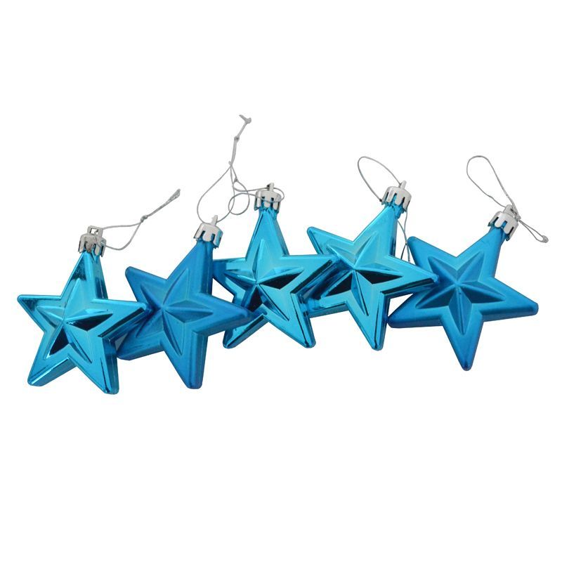 5 Pack Christmas Tree Baubles 6cm Blue