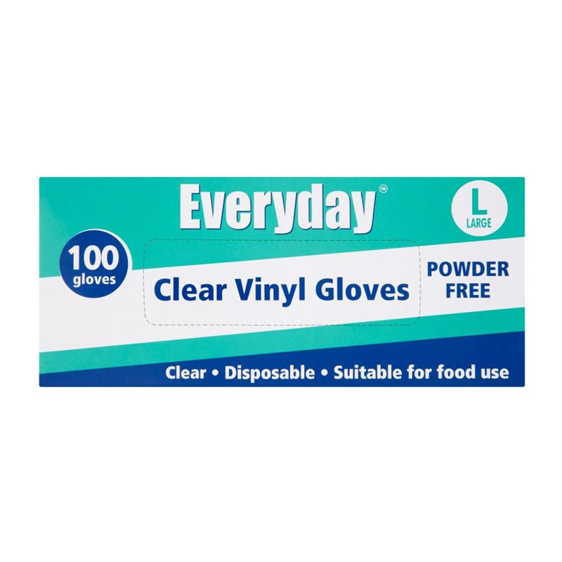 Everyday Disposable Clear Vinyl Gloves - Large 100 per pack