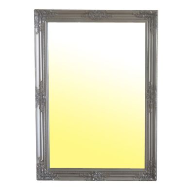 Product photograph of Wooden Frame Baroque Mirror In Silver 74 X 104cm from QD stores