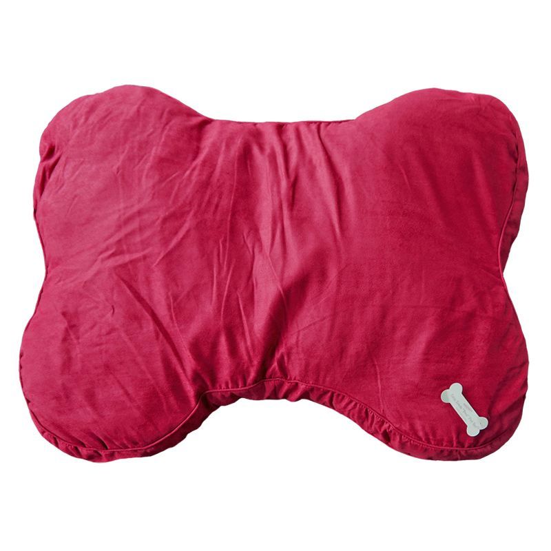 Bone shaped Faux Suede Pet Bed Red