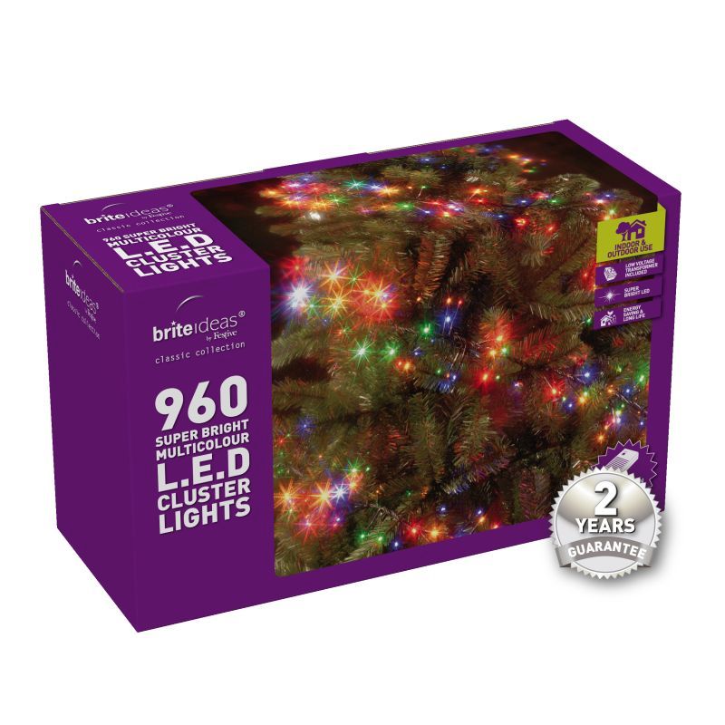960 Cluster Multicolour LED Christmas lights with a 2 year Guarantee.