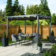 See more information about the Croft 3m x 3m Charcoal Pergola Summer Garden Gazebo