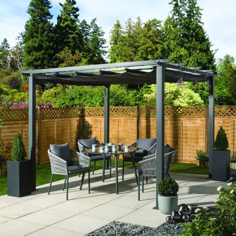 Deluxe Aluminium Garden Gazebo 3x3m by Croft with a Charcoal Canopy - Buy  Online at QD Stores
