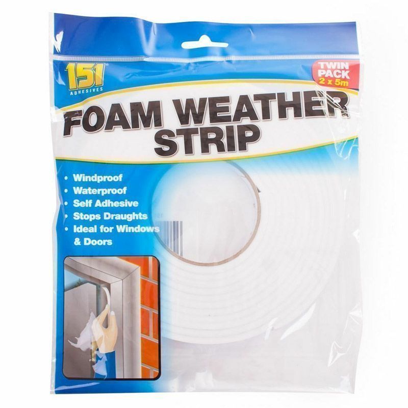 151 2PK Foam Weather Strip Draught Excluder 10m
