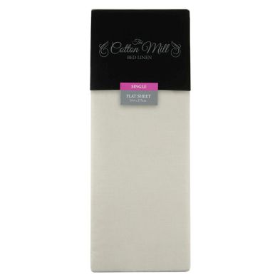 Product photograph of Cotton Mill Cream Single Poly Cotton Flat Sheet from QD stores