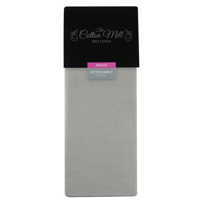 Cotton Mill Silver Single Poly Cotton Fitted Sheet
