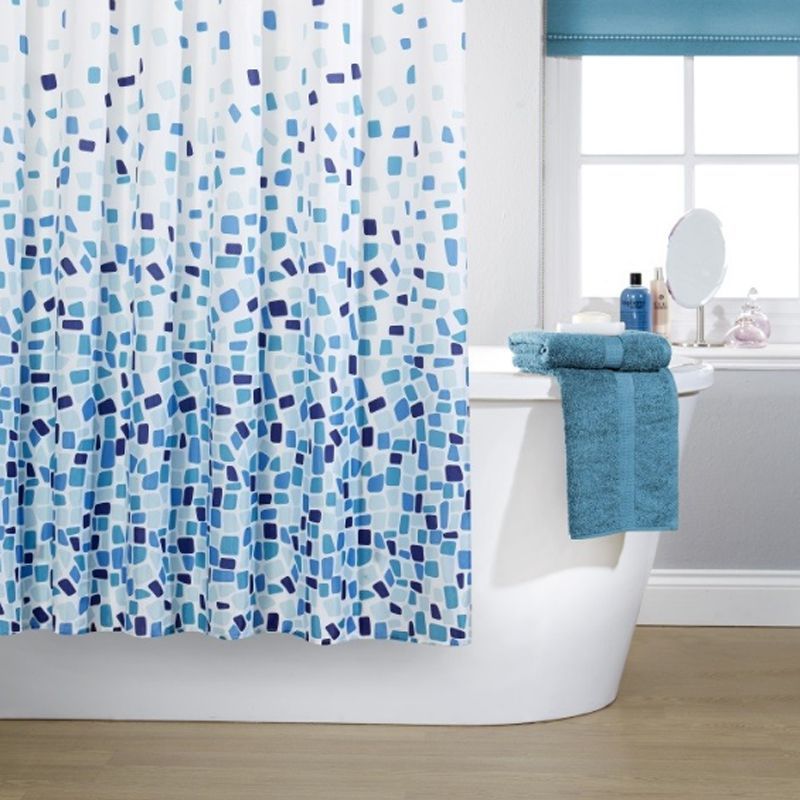 Blue Mosaic Shower Cutain