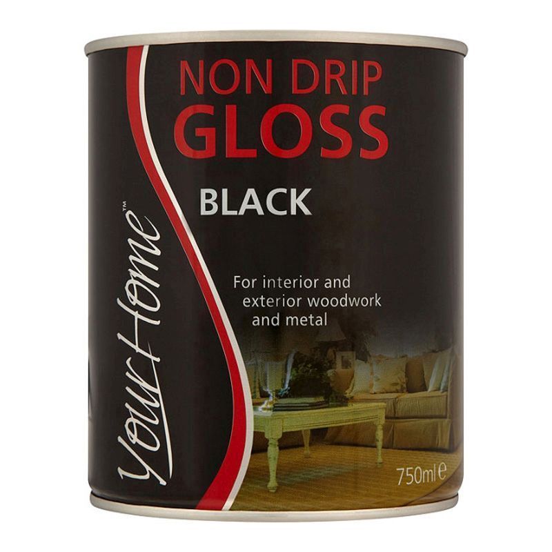 Your Home Non Drip Gloss Paint 750ml - Black
