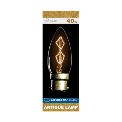 Product photograph of Crystalite 40w Bayonet Cap Antique Lamp Bulb Z Shape Filament from QD stores