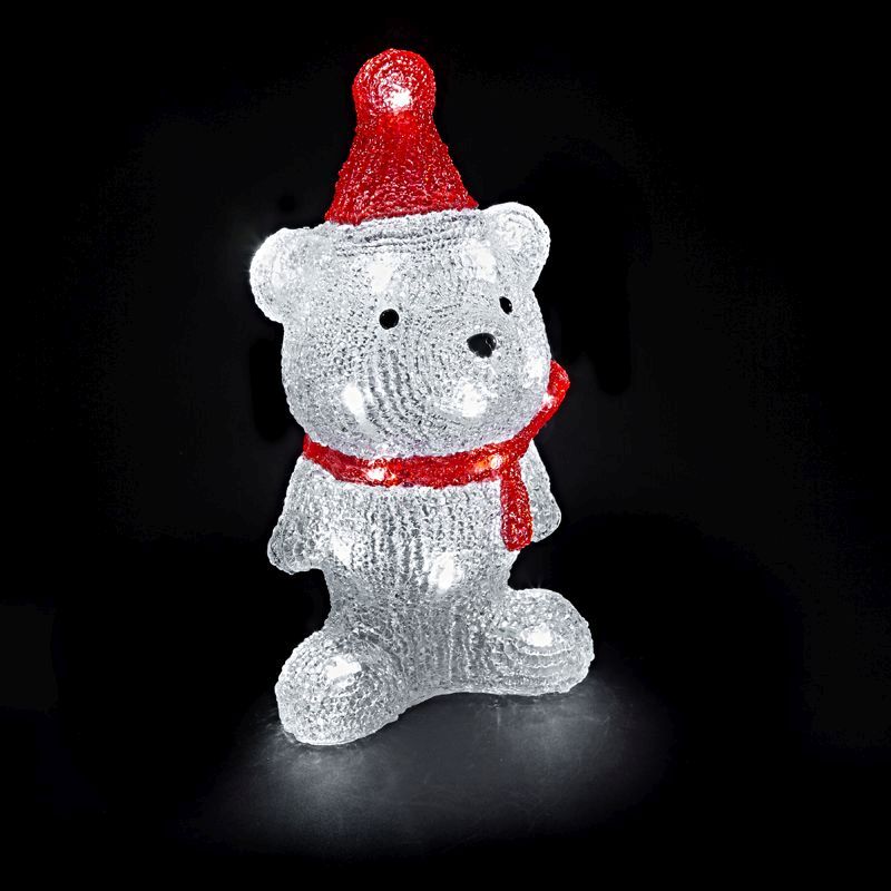 Bear Acrylic Christmas Decoration with 24 White LED Lights