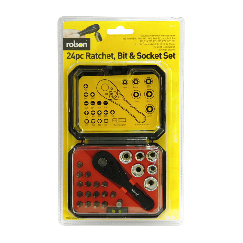 24 Piece Ratchet Bit and Socket Set