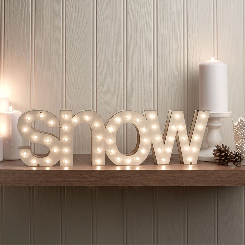 Wooden Snow Letter LED